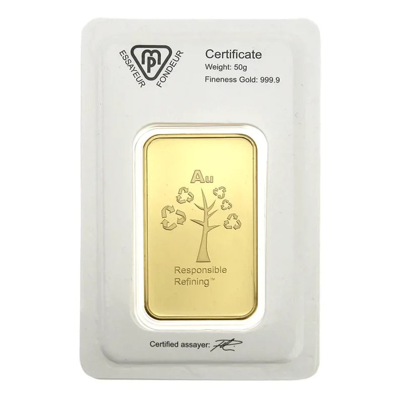 METALOR 50G STAMPED GOLD BAR