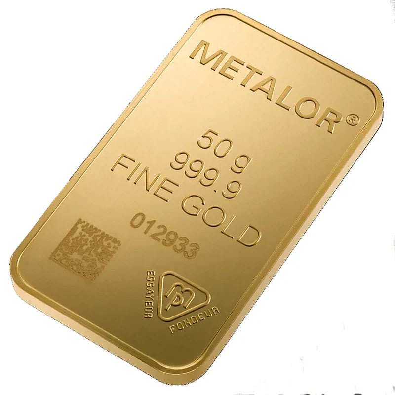 METALOR 50G STAMPED GOLD BAR