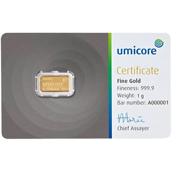 UMICORE 1G STAMPED GOLD BAR