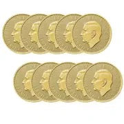 KING CHARLES 10 BUNDLE 1/2OZ GOLD BRITANNIA COINS