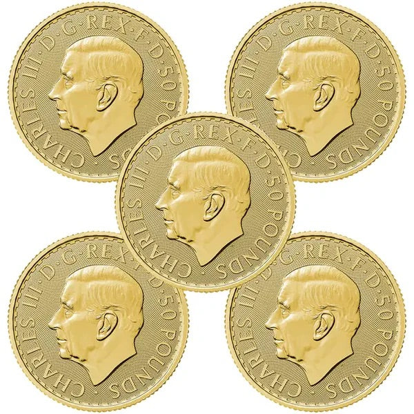 2023 KING CHARLES III BRITANNIA 1OZ GOLD COIN 5 COIN BUNDLE