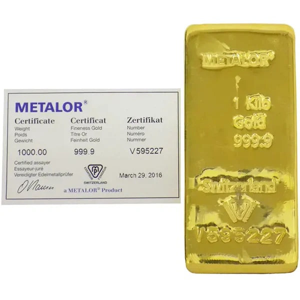 METALOR 1KG GOLD CAST BAR