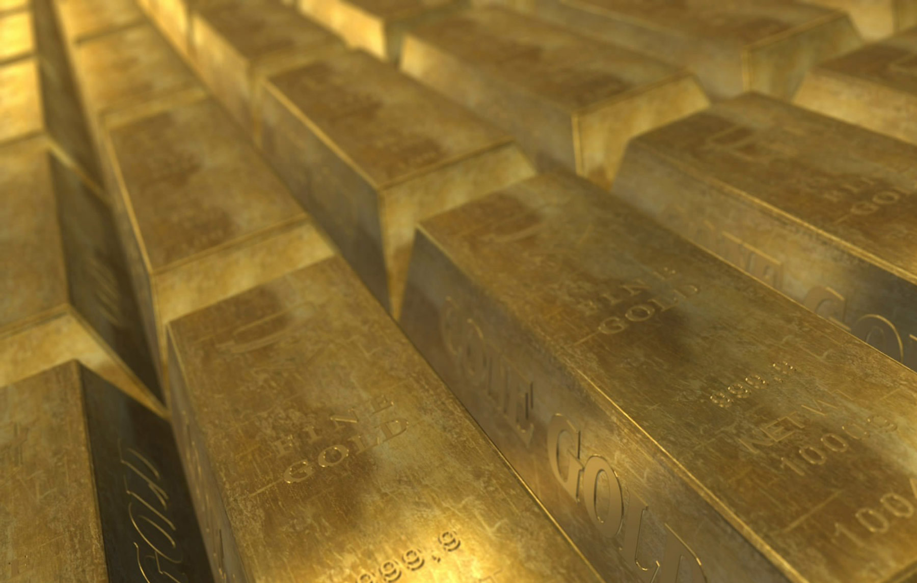 Rows of Large Fine Gold Bars